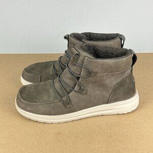 Hey Dude Eloise Recycled Leather Coffee Ankle Boots Womens 10 Brown Pull On